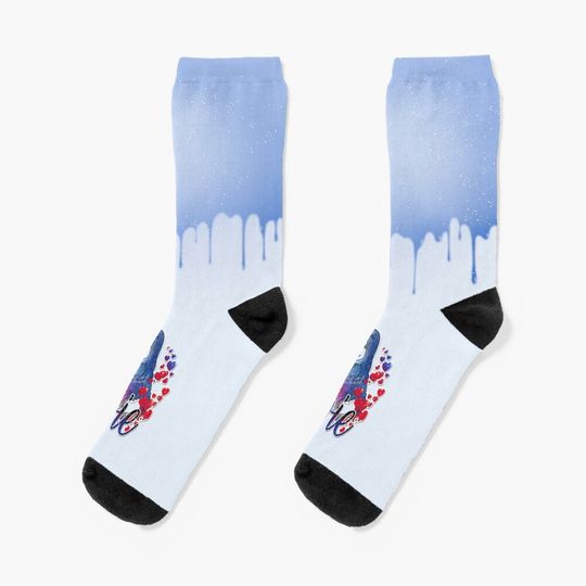 Evie Descendants (Evil Queen Pretty Blue Princess Red Heart) Sofia Carson Socks