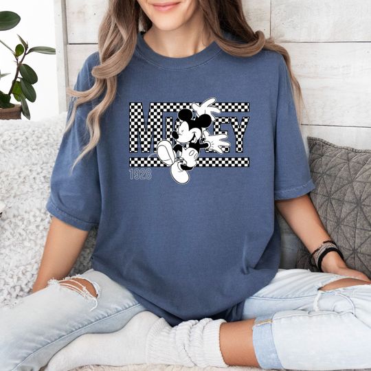 Discover Mickey T-Shirt, Disney Mickey T-Shirt, Mickey 1928 T-Shirt, Checkered Mickey T-Shirt, Disney World T-Shirt