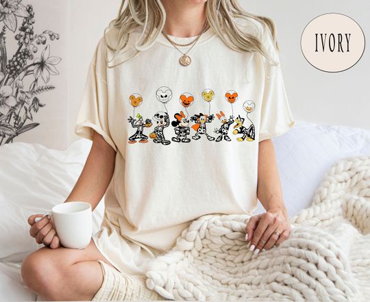 Discover Mickey Minnie and friends T-Shirt, Disney Halloween Skeleton T-Shirt, Disney Balloon T-Shirt, Funny Disney Trip T-Shirt