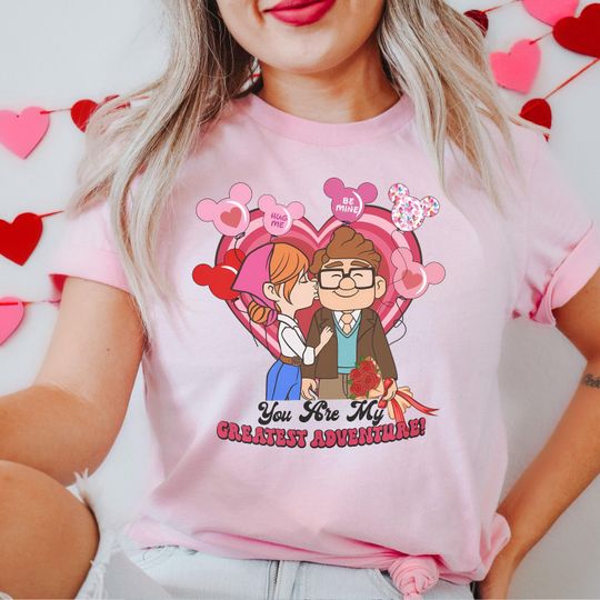 Disney Up Movie Valentine T-Shirt, Ellie And Carl Valentine T-Shirt, Disney Honeymoon T-Shirt, Up Movie Couple T-Shirt