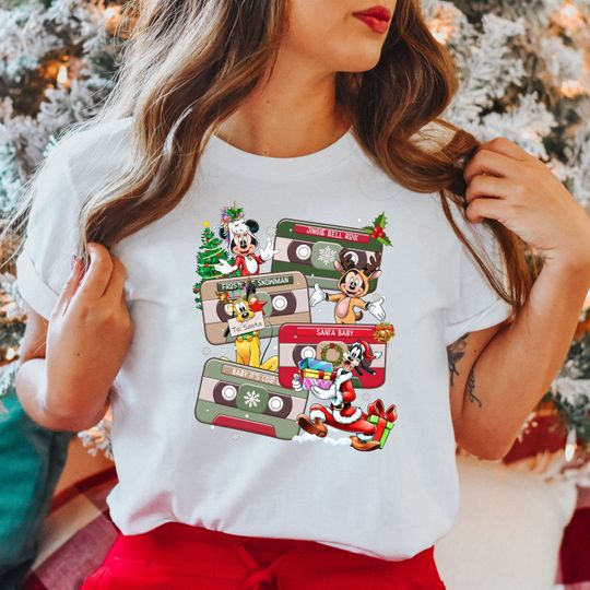 Mickey and Friends Disney Christmas Song Music Cassette Tapes T-Shirt, Disney Very Merry Christmas 2025 T-Shirt