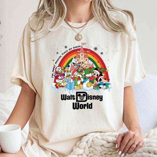 Discover Vintage Walt Disney World Christmas T-Shirt, Disneyworld Christmas T-Shirt, Retro Disney Christmas T-Shirt, Disney Family T-Shirt