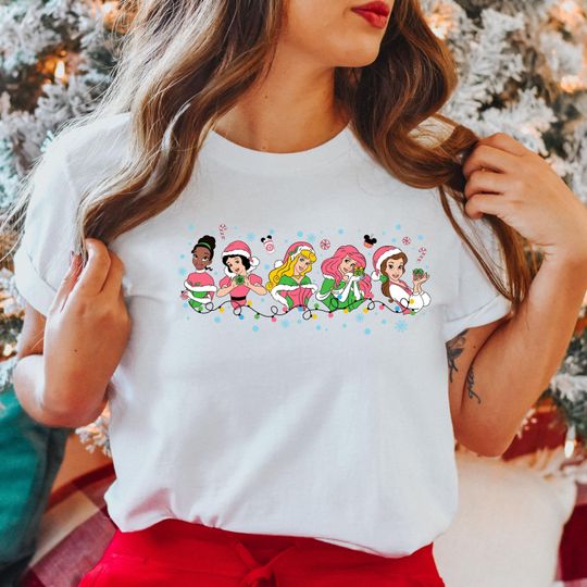 Disney Princess Xmas T-Shirt, Princess T-Shirt, Christmas Disney Princess T-Shirt, Disney Xmas Party T-Shirt