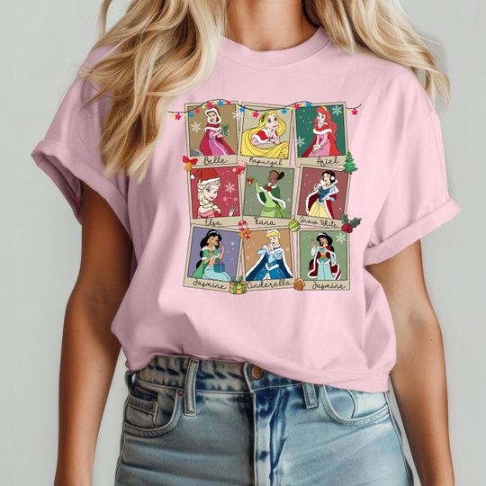 Christmas Disney Princess T-Shirt, Princess Xmas T-Shirt, Princess T-Shirt, Disney Christmas T-Shirt