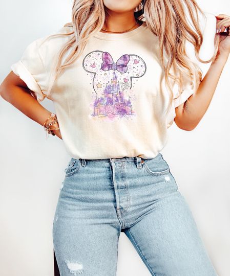 Discover Disney Minnie Castle T-Shirt, Magical Castle T-Shirt, Disney Watercolor Castle T-Shirt, Disneyland T-Shirt