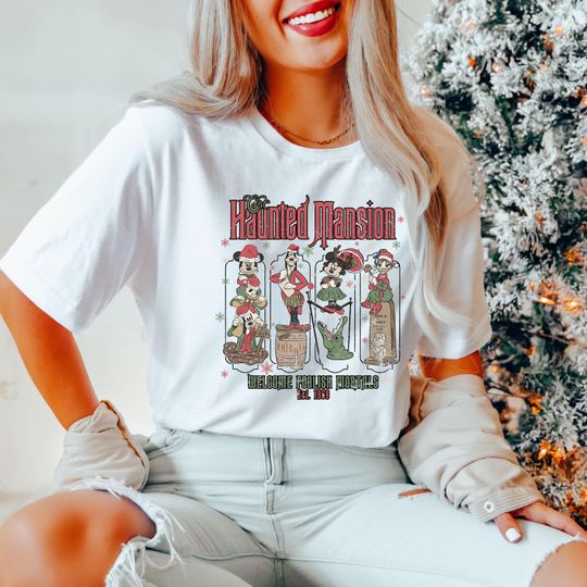 Haunted Mansion Christmas T-Shirt, Retro Disney Christmas T-Shirt, Mickey And Friends Christmas T-Shirt