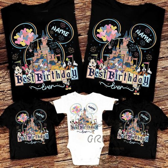 Personalized Mickey and Friends Best Birthday Ever T-Shirt, Disney Birthday Group T-Shirt, Birthday Matching T-Shirt