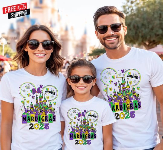 Disney Shirt, Disney Mardi Gras T-Shirt, Disneyworld Family Mardi Gras T-Shirt, Custom Disney Mardi Gras T-Shirt