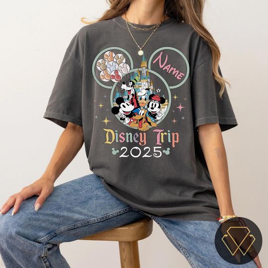 Disney Castle 2025 T-Shirt, Custom Disney Trip T-Shirt, Mickey And Friends Vacation T-Shirt, Disney Family T-Shirt