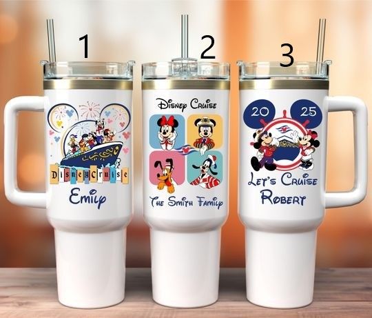 Disney Cruise 40oz Tumbler with Handle , Custom Cruise Line Tumbler with Name, Fish Extender Gift, Disney Cruise Gift