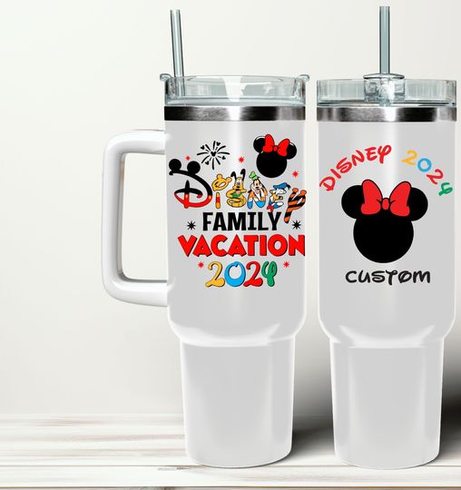 Disney 40 oz Handle Family Tumbler 2024 ,Disney Minnie and Mickey 2025 Tumbler,Disney Cruise Trip Tumbler , Disney Family Vacation Tumbler