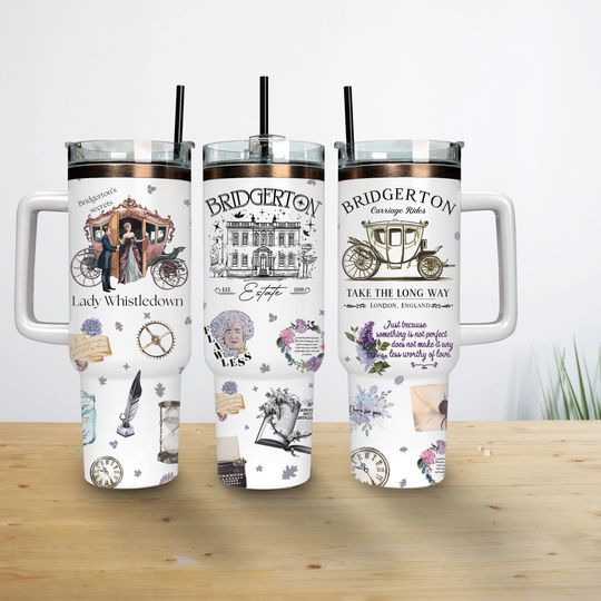 Bridgerton State 40oz Stanley Tumbler, Penelope Colin Bridgerton Season 3 Tumbler, Bridgerton Gift, Lady Whistledown Fan Tumbler