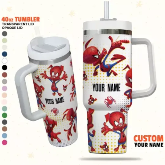 Custom Spiderman SpiderHam Colorful Tumbler, Personalized Across Spider Verse 40oz