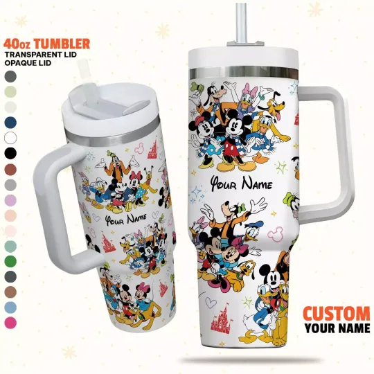 Custom Disney Mickey and Friends Colorful Tumbler, Disney Characters Christmas