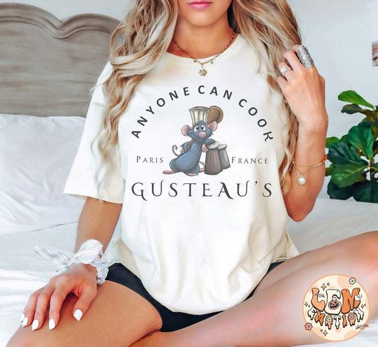 Retro Gusteau's Anyone Can Cook Comfort Colors Shirt, Ratatouille Shirt, Little Chef Shirt, Disney Remy Mouse Chef Shirt, Disneyworld Shirt