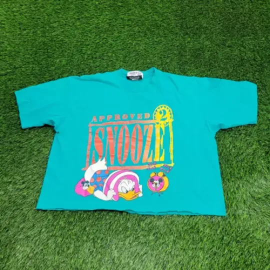 Vintage Disney Donald-Duck Crop-Top Shirt Women 2XL 25x22 USA