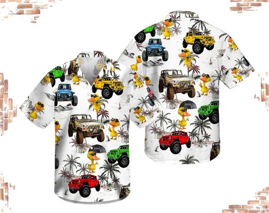 Duck Jeep Tropical Hawaiian Shirt, Donald Duck Hawaiian Shirt, Disney Vacation Hawaiian Shirt, Gift For Men And Women, Hello Summer.