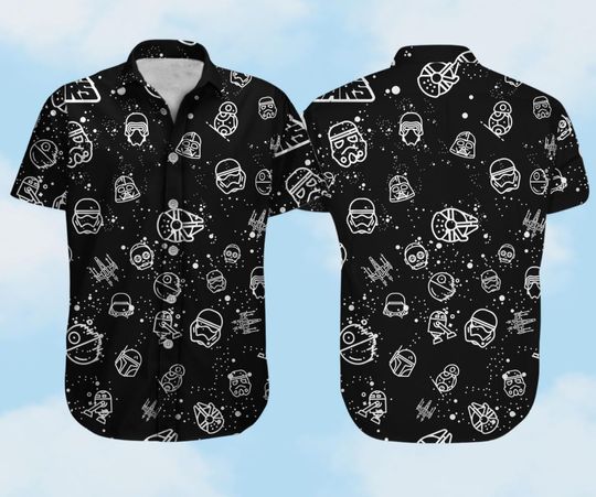 Star Wars Button Shirt, Darth Vader And Mandalorian Hawaiian Shirt, Disney Trip Shirt, Magic Kingdom Summer Shirt, Gift For Fan