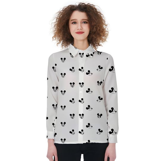 Mickey Women Button Down Blouse for women, Disney Mickey Women's Blouses, Disneyland Gift