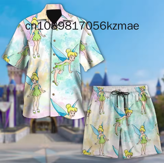 Discover Disney Princess Men Women Hawaiian Shirt Set of 2 Vintage Button Up Shirt Board Shorts Casual Set
