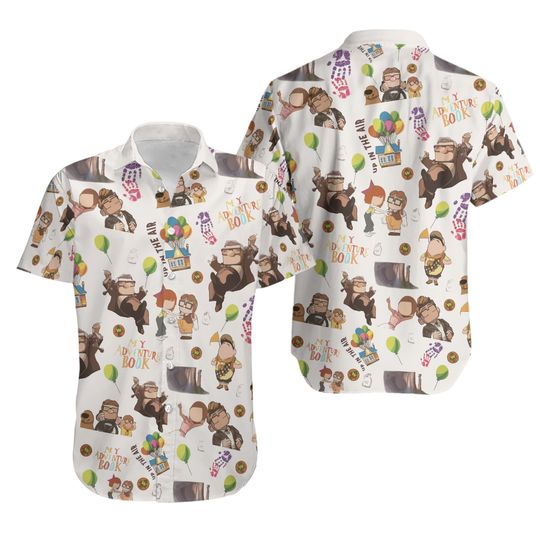 Up Movie Button Shirt, Disney Valentine Button Shirt For Men, Carl And Ellie Button Down Shirt, Disney Up Movie Button Up Shirt Women