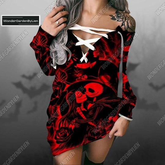 Jack Skellington Cross Dress, Jack And Sally Cross Sweater Dress, Nightmare Christmas Shirt