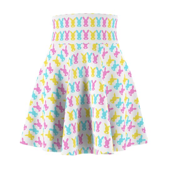 Colorful Bunny Print Skater Skirt for Women, Easter Fashion, Spring Skirt, Cute Casual Wear, Unique Gift