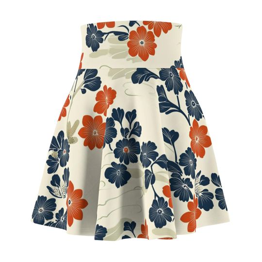Floral Skater Skirt, Feminine Flare Skirt for Women, Cute and Casual Outfit, Summer Party Style, Boho Chic Gift for Her