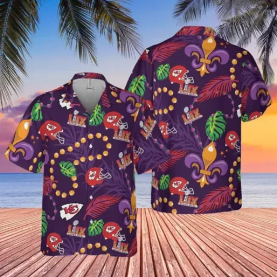 Kansas cities Football chief's Hawaiian shirt, super bowl shirt, mardi gras