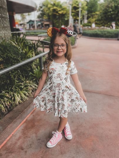 Mickey Toy Story Dress Short Sleeve| Minnie Mouse Dress | Skater Dress| Mickey Dress | Disney Kids| Magic Kingdom Outfit | Disney Dress
