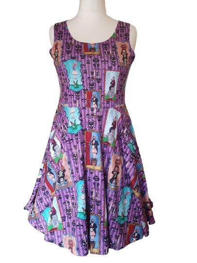 Haunted mansion stretching room wallpaper cute print skater dress- Sizes S- 5XL plus size