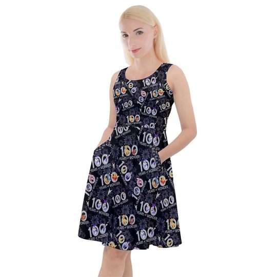 100 years Disney parks inspired print skater dress- Sizes S- 5XL plus size