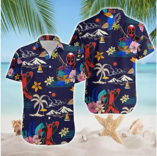 Deadpool Superhero Floral Summer Vibes Tropical Leaves 3D HAWAII SHIRT