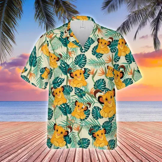 Discover Simba Lion The Lion King Green Tropical Leave 3D HAWAII SHIRT