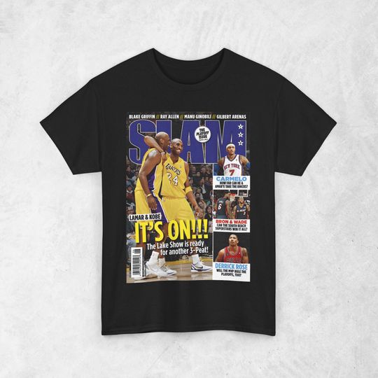 Kobe Bryant Shirt, Los Angeles Lakers "LA" NBA SLAM Cover T-Shirt, Unisex Sports Tee, Vintage Retro Basketball Streetwear, Gift For Men, Dad