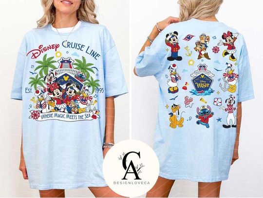 Two-sided Mickey and Friends Disney Cruise Shirt, Stitch Chip Dale Disney Family Cruise Vacation 2025, Disney Trip Shirt, Disney Wish Dream