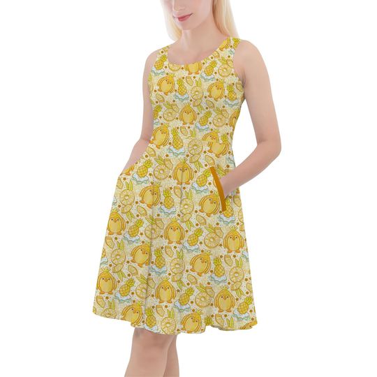 Fruitimals - Pineapple Penguins - Disney Inspired Skater Dress With Pockets