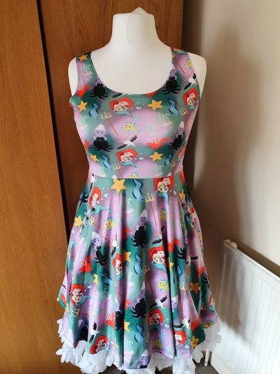 Under the sea Little mermaid inspired skater print dress with pockets