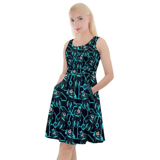Tron Tomorrowland Disney parks inspired print skater dress