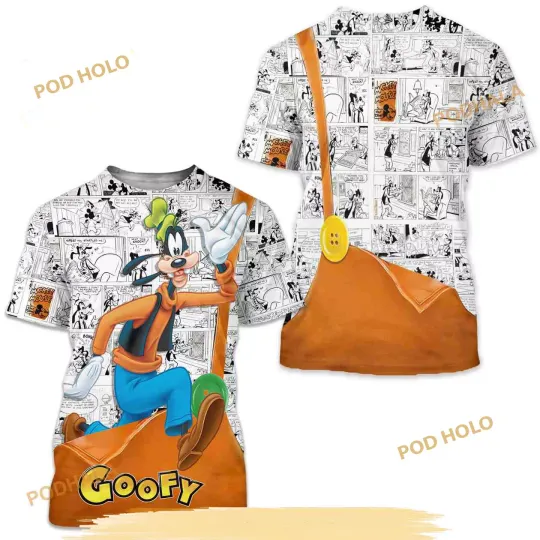 Discover Goofy Button Overalls Patterns Disney Cartoon Unisex 3D Shirt