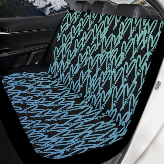 Cute Car Seat Cover - Washable Seat Cover, Nonslip and Waterproof- Animal Travel - Dog Back Seat Cover -Mom Heart & Paw Motif - Lightweight