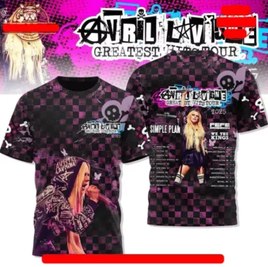 Avril Lavigne Greatest Hits Tour 2025 3D T Shirt