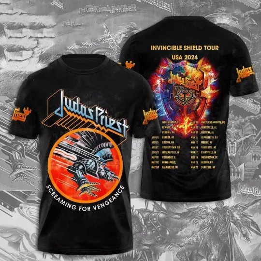 Judas Priest Invincible Shield 2024 Tour Shirt Judas Priest 3D T-Shirt