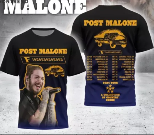 Post Malone 2024 Tour A Collection Of Country Songs 3D T-Shirt