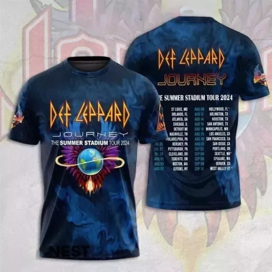 2024 Def Leppard And Journey Summer Stadium 3D Tour Dates Unisex T-Shirt