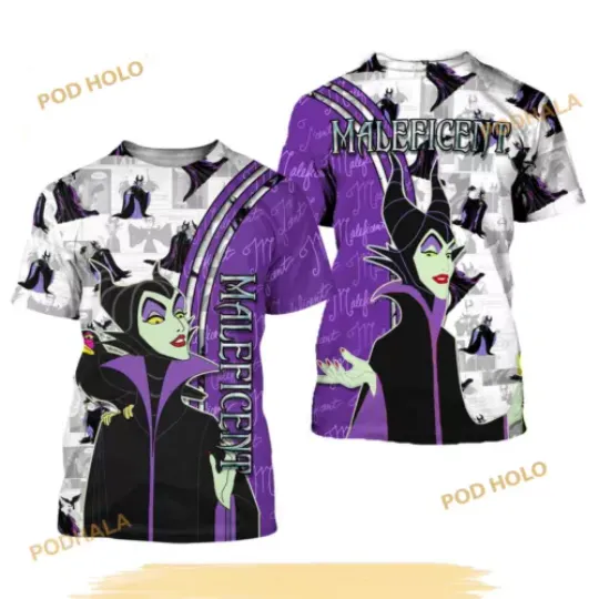 Evil Maleficent Purple Cross Comic Book Patterns Disney Unisex Shirt 3D
