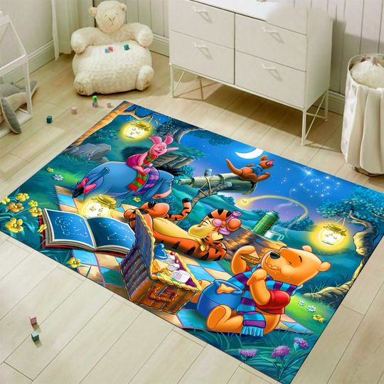 Winnie the Pooh Rug, Cute Rug, Cartoon Rug,Colorful Rug,Kids Room Rug,Nursery Decor,Bedroom Rug,