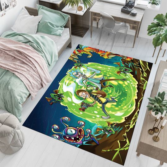 Rick And Rickandmorty Rug,Colorful Rug,Fantastic Rug,Pop Art Rug,Anime Rug,Unique Rug,Anime Decor,Nursery Rug,Custom Rug,Area Rug,Gift For Him