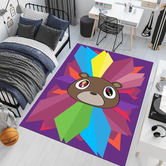 Kanye West Rug, Bear Rug, Kanye West, Colorful Rug, Gift for Him, Modern Rug, Kids Room Rug, Young Room Decor, Living Room Rug, Music Rug