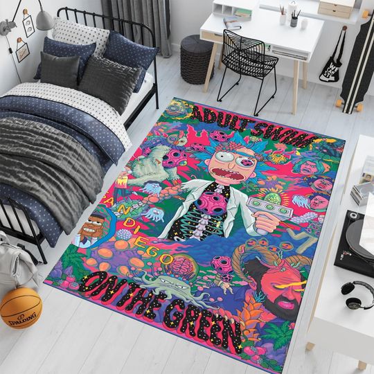 Rick And Rickandmorty Rug, Colorful Rug, Fantastic Rug, Popular Rug, Anime Rug, Unique Rug,Anime Decor,Nursery Rug